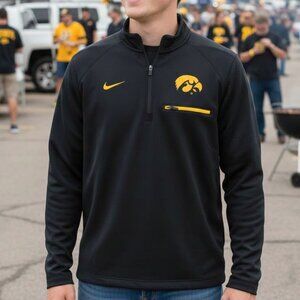 Nike Dri-Fit Iowa Hawkeyes Pullover Men’s Large Black 1/4 Zip Performance Golf